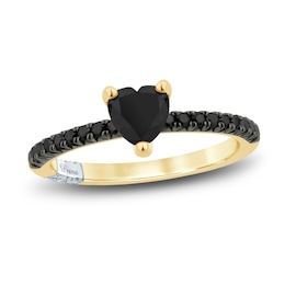 Pnina Tornai Black Diamond Heart Engagement Ring 1 ct tw 14K Yellow Gold