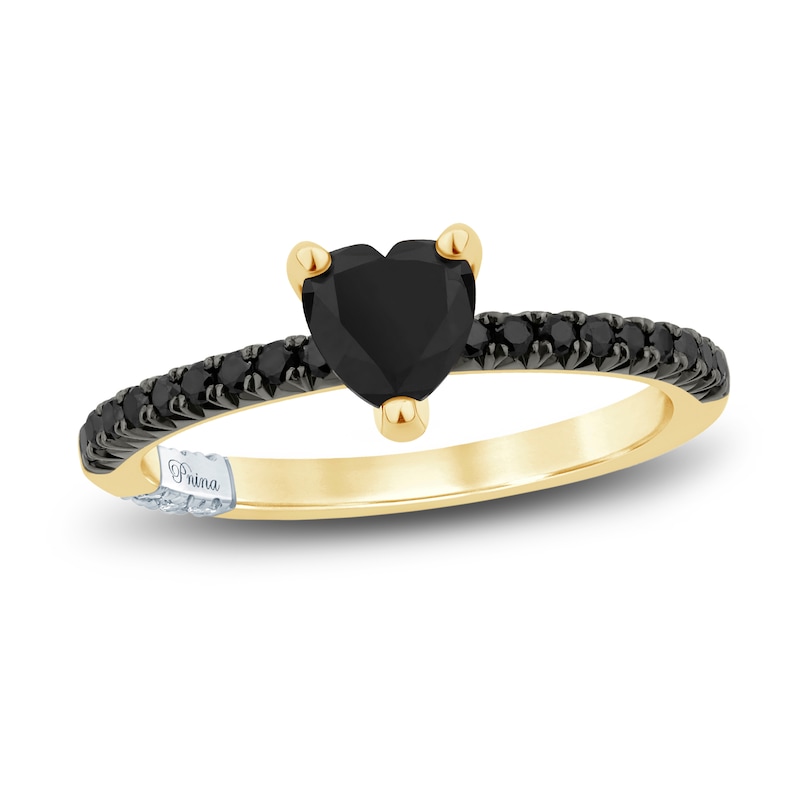 Main Image 1 of Pnina Tornai Black Diamond Heart Engagement Ring 1 ct tw 14K Yellow Gold