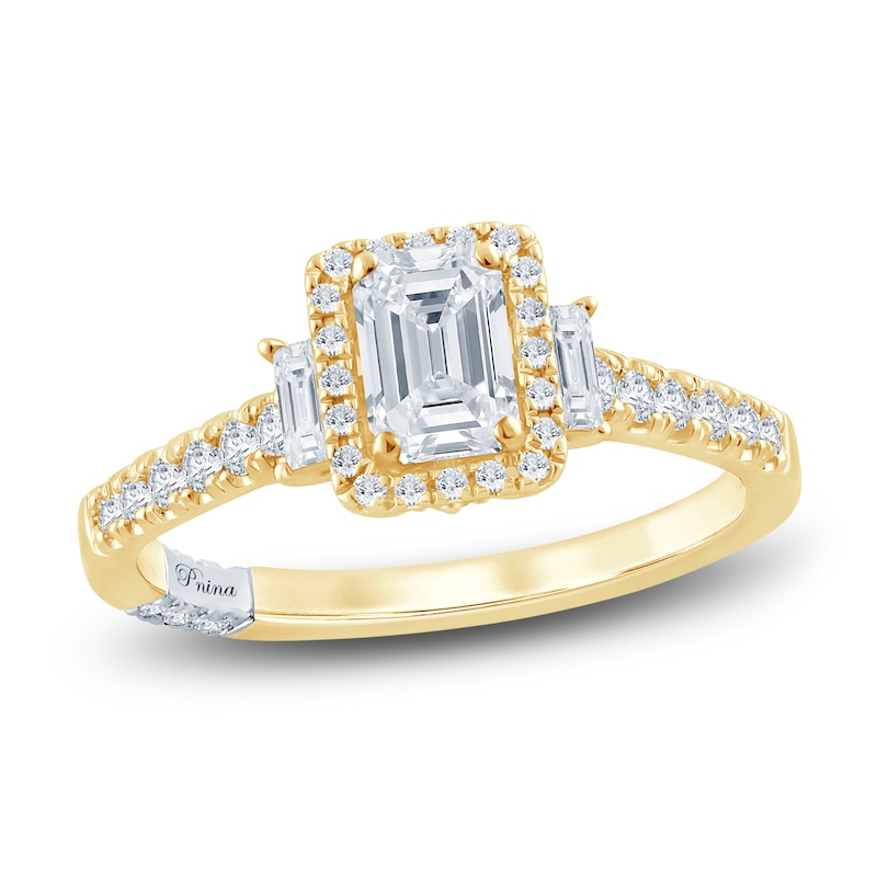 Main Image 1 of Pnina Tornai Emerald & Round-Cut Diamond Engagement Ring 1 ct tw 14K Yellow Gold