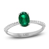 Thumbnail Image 1 of LALI Jewels Oval-Cut Natural Emerald & Diamond Engagement Ring 1/10 ct tw 14K White Gold