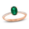 Thumbnail Image 1 of LALI Jewels Oval-Cut Natural Emerald & Diamond Engagement Ring 1/10 ct tw 14K Rose Gold