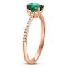 Thumbnail Image 2 of LALI Jewels Oval-Cut Natural Emerald & Diamond Engagement Ring 1/10 ct tw 14K Rose Gold