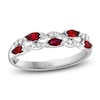 Thumbnail Image 0 of LALI Jewels Marquise-Cut Natural Ruby & Diamond Two-Row Anniversary Ring 1/15 ct tw 14K White Gold