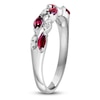 Thumbnail Image 1 of LALI Jewels Marquise-Cut Natural Ruby & Diamond Two-Row Anniversary Ring 1/15 ct tw 14K White Gold