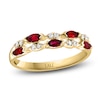 Thumbnail Image 1 of LALI Jewels Marquise-Cut Natural Ruby & Diamond Two-Row Anniversary Ring 1/15 ct tw 14K Yellow Gold