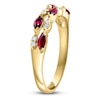 Thumbnail Image 2 of LALI Jewels Marquise-Cut Natural Ruby & Diamond Two-Row Anniversary Ring 1/15 ct tw 14K Yellow Gold