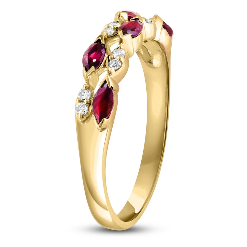 Main Image 2 of LALI Jewels Marquise-Cut Natural Ruby & Diamond Two-Row Anniversary Ring 1/15 ct tw 14K Yellow Gold