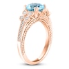 Thumbnail Image 1 of LALI Jewels Natural Aquamarine & Diamond Milgrain Engagement Ring 1/4 ct tw 14K Rose Gold