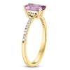 Thumbnail Image 2 of LALI Jewels Octagon-Cut Natural Light Amethyst & Diamond Engagement Ring 1/10 ct tw 14K Yellow Gold