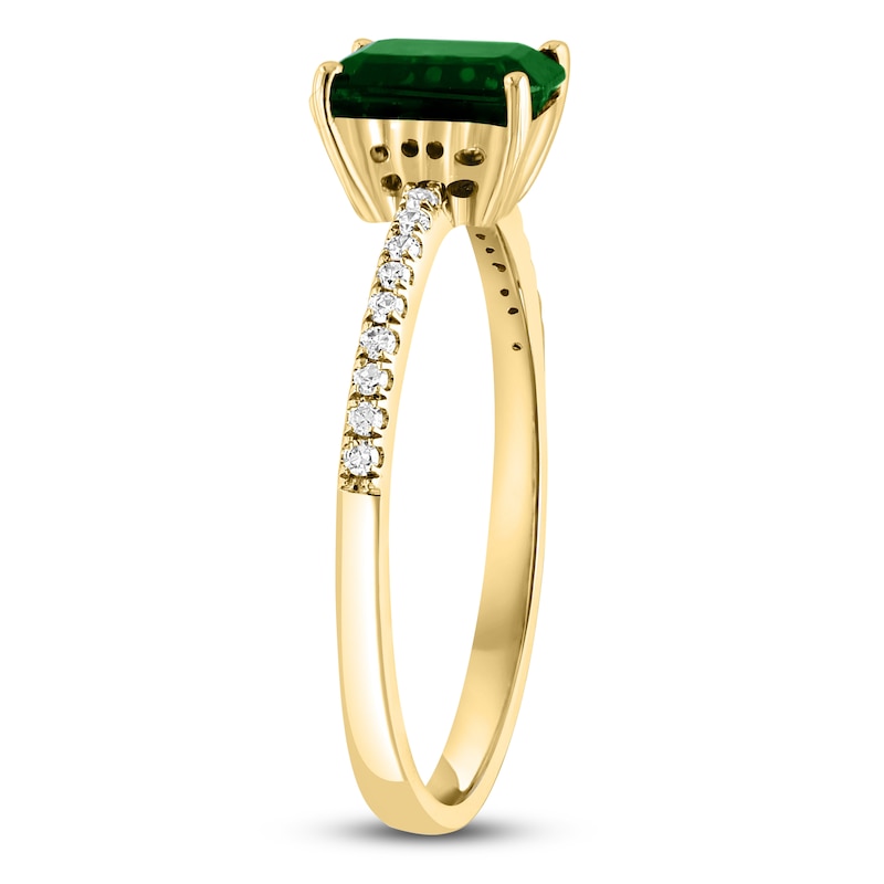 Main Image 2 of LALI Jewels Octagon-Cut Natural Emerald & Diamond Engagement Ring 1/10 ct tw 14K Yellow Gold