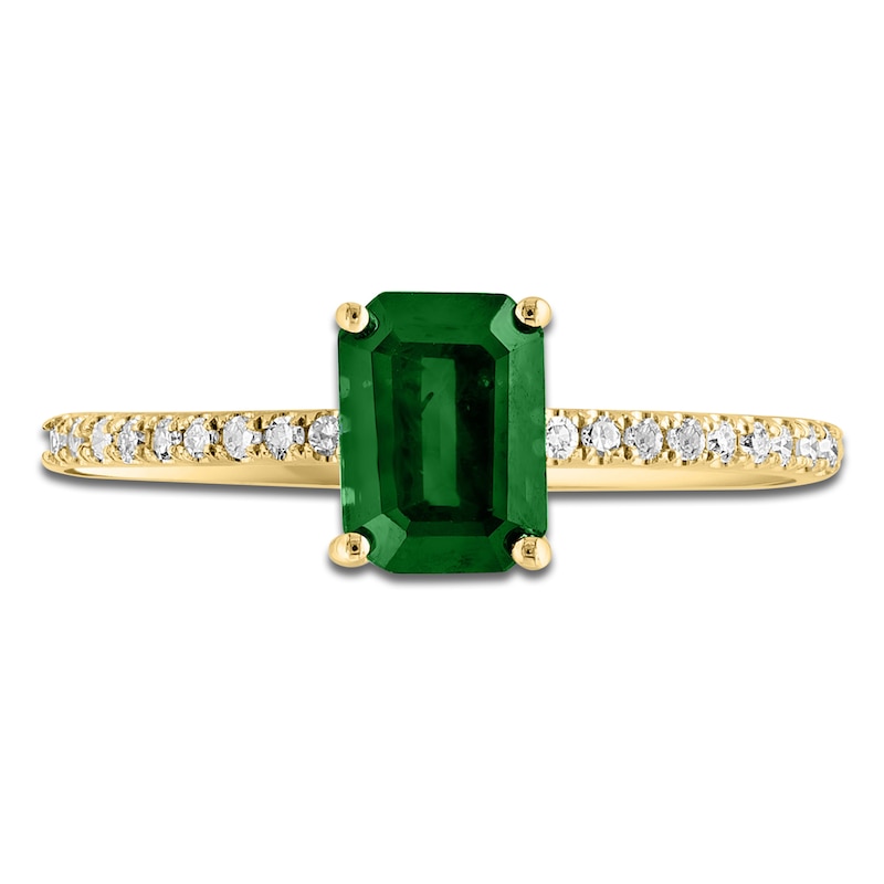 Main Image 3 of LALI Jewels Octagon-Cut Natural Emerald & Diamond Engagement Ring 1/10 ct tw 14K Yellow Gold