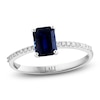 Thumbnail Image 0 of LALI Jewels Octagon-Cut Natural Blue Sapphire & Diamond Engagement Ring 1/10 ct tw 14K White Gold