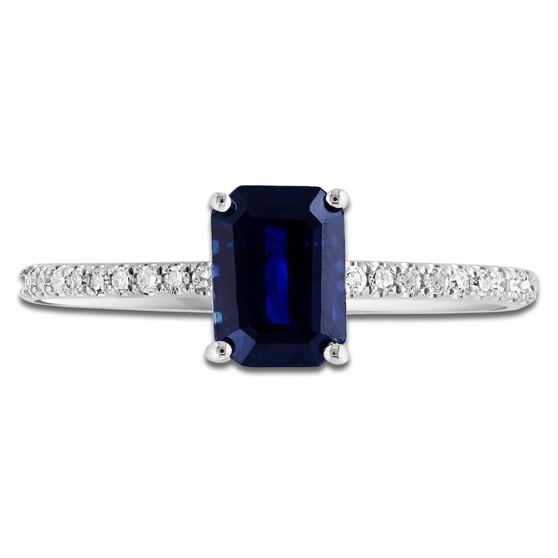 LALI Jewels Octagon-Cut Natural Blue Sapphire & Diamond Engagement Ring 1/10 ct tw 14K White Gold