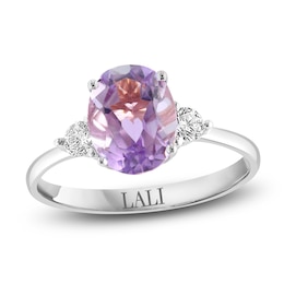 LALI Jewels Oval-Cut Natural Light Amethyst & Diamond Engagement Ring 1/5 ct tw 14K White Gold