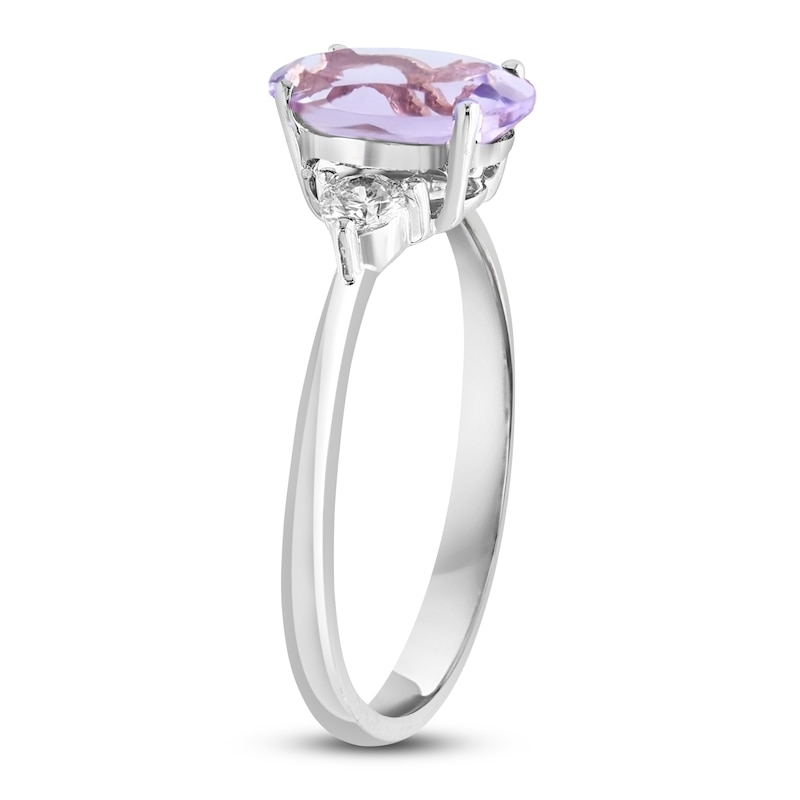 LALI Jewels Oval-Cut Natural Light Amethyst & Diamond Engagement Ring 1/5 ct tw 14K White Gold