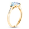 Thumbnail Image 2 of LALI Jewels Octagon & Round-Cut Natural Aquamarine & Diamond Three-Stone Engagement Ring 1/20 ct tw 14K Yellow Gold