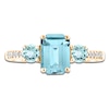 Thumbnail Image 3 of LALI Jewels Octagon & Round-Cut Natural Aquamarine & Diamond Three-Stone Engagement Ring 1/20 ct tw 14K Yellow Gold