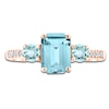 Thumbnail Image 2 of LALI Jewels Octagon & Round-Cut Natural Aquamarine & Diamond Three-Stone Engagement Ring 1/20 ct tw 14K Rose Gold