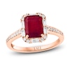 Thumbnail Image 0 of LALI Jewels Rectangle-Cut Natural Ruby & Diamond Halo Engagement Ring 3/8 ct tw 14K Rose Gold