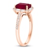 Thumbnail Image 1 of LALI Jewels Rectangle-Cut Natural Ruby & Diamond Halo Engagement Ring 3/8 ct tw 14K Rose Gold