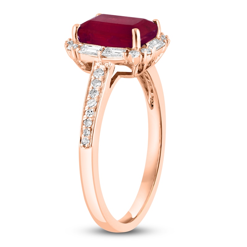 LALI Jewels Rectangle-Cut Natural Ruby & Diamond Halo Engagement Ring 3/8 ct tw 14K Rose Gold