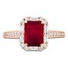 Thumbnail Image 2 of LALI Jewels Rectangle-Cut Natural Ruby & Diamond Halo Engagement Ring 3/8 ct tw 14K Rose Gold