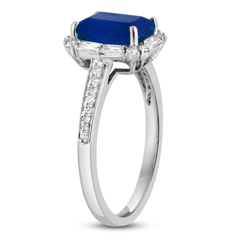 Main Image 2 of LALI Jewels Octagon-Cut Natural Blue Sapphire & Diamond Engagement Ring 3/8 ct tw 14K White Gold