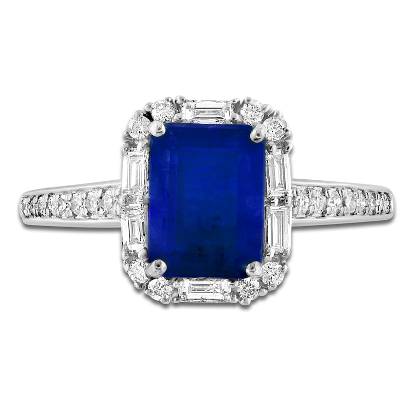 Main Image 3 of LALI Jewels Octagon-Cut Natural Blue Sapphire & Diamond Engagement Ring 3/8 ct tw 14K White Gold