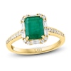 Thumbnail Image 0 of LALI Jewels Rectangle-Cut Natural Emerald & Diamond Halo Engagement Ring 3/8 ct tw 14K Yellow Gold