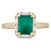 Thumbnail Image 2 of LALI Jewels Rectangle-Cut Natural Emerald & Diamond Halo Engagement Ring 3/8 ct tw 14K Yellow Gold