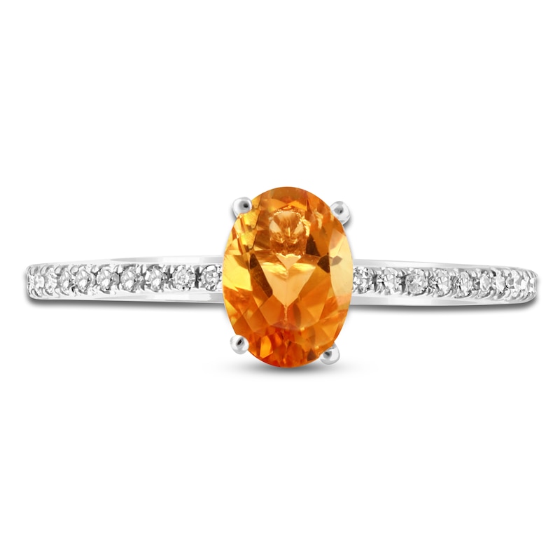 LALI Jewels Oval-Cut Natural Citrine & Diamond Engagement Ring 1/10 ct tw 14K White Gold