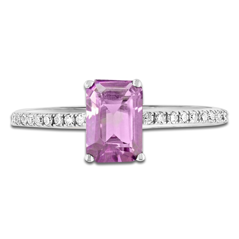 LALI Jewels Natural Octagon-Cut Light Amethyst & Diamond Engagement Ring 1/10 ct tw 14K White Gold