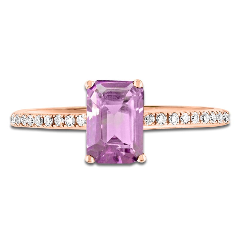 LALI Jewels Octagon-Cut Natural Light Amethyst & Diamond Engagement Ring 1/10 ct tw 14K Rose Gold