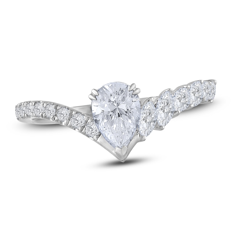 Main Image 1 of Brilliant Moments Pear-Shaped Diamond Engagement Ring 1-1/2 ct tw 14K White Gold