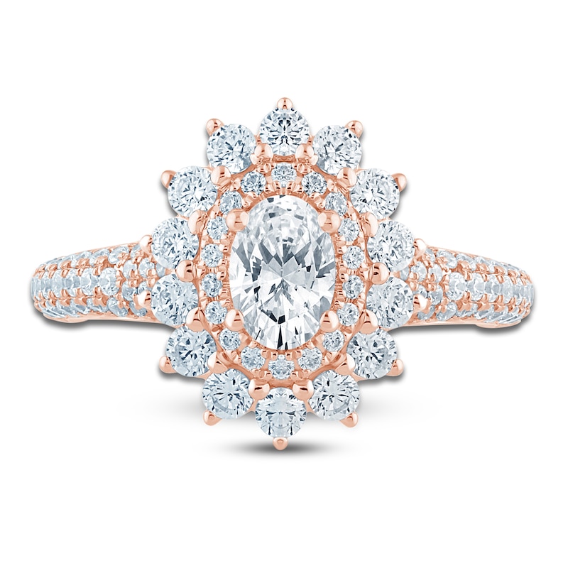 Main Image 3 of Pnina Tornai Oval-Cut Diamond Starburst Halo Engagement Ring 1-1/2 ct tw 14K Rose Gold