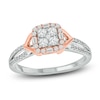 Thumbnail Image 1 of Brilliant Moments Multi-Diamond Cushion Halo Engagement Ring 1/2 ct tw 14K Two-Tone Gold