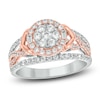 Thumbnail Image 1 of Brilliant Moments Multi-Diamond Halo Engagement Ring 1 ct tw 14K Two-Tone Gold