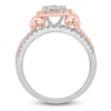 Thumbnail Image 3 of Brilliant Moments Multi-Diamond Cushion-Shaped Halo Engagement Ring 1 ct tw 14K Two-Tone Gold