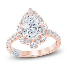 Pnina Tornai Lab-Created Diamond Pear-Shaped Halo Engagement Ring 2-1/2 ct tw 14K Rose Gold