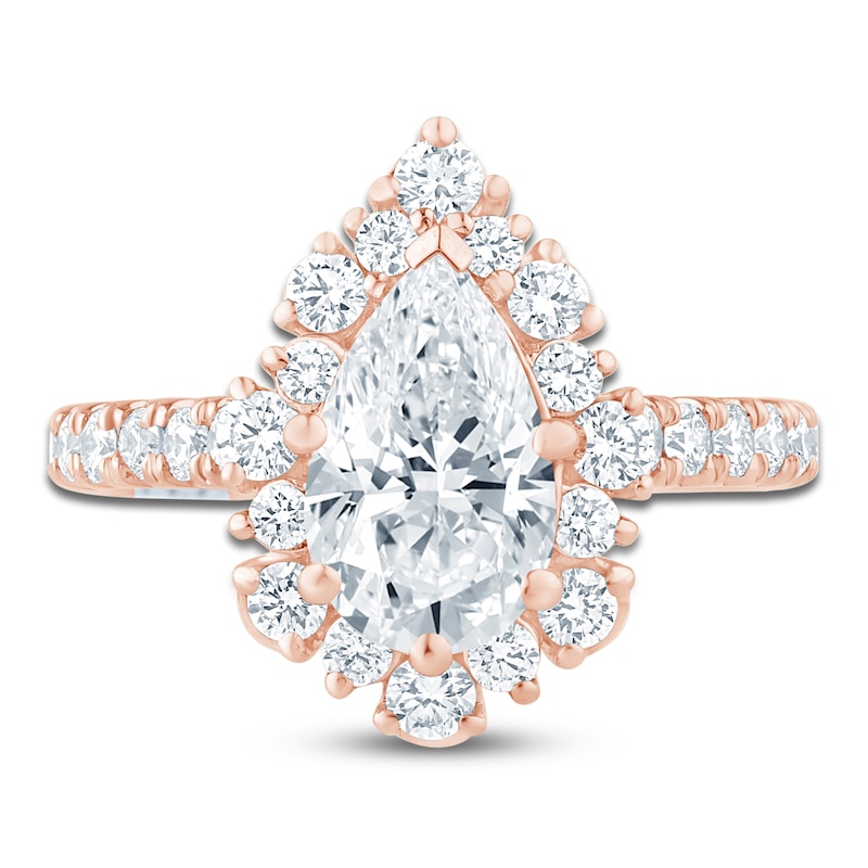 Pnina Tornai Lab-Created Diamond Pear-Shaped Halo Engagement Ring 2-1/2 ct tw 14K Rose Gold