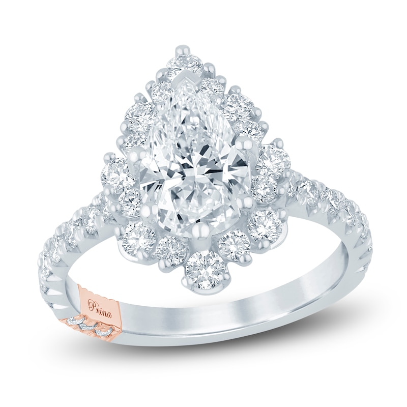 Pnina Tornai Lab-Created Diamond Pear-Shaped Halo Engagement Ring 2-1/2 ct tw 14K White Gold