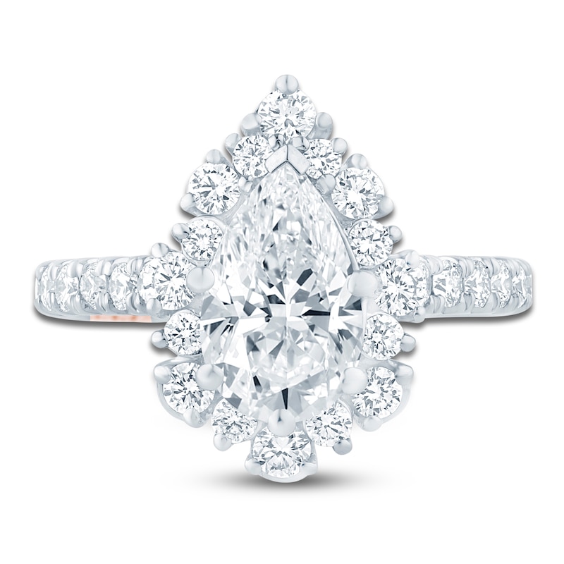 Pnina Tornai Lab-Created Diamond Pear-Shaped Halo Engagement Ring 2-1/2 ct tw 14K White Gold