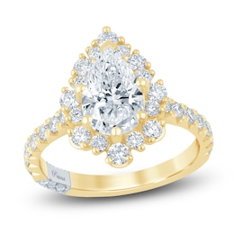 Pnina Tornai Lab-Created Diamond Pear-Shaped Halo Engagement Ring 2-1/2 ct tw 14K Yellow Gold