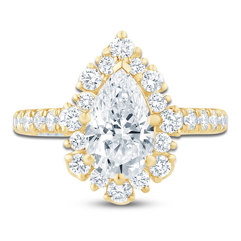 Main Image 3 of Pnina Tornai Lab-Created Diamond Pear-Shaped Halo Engagement Ring 2-1/2 ct tw 14K Yellow Gold