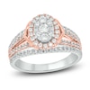 Thumbnail Image 1 of Brilliant Moments Multi-Diamond Oval-Shaped Halo Engagement Ring 1 ct tw 14K Two-Tone Gold