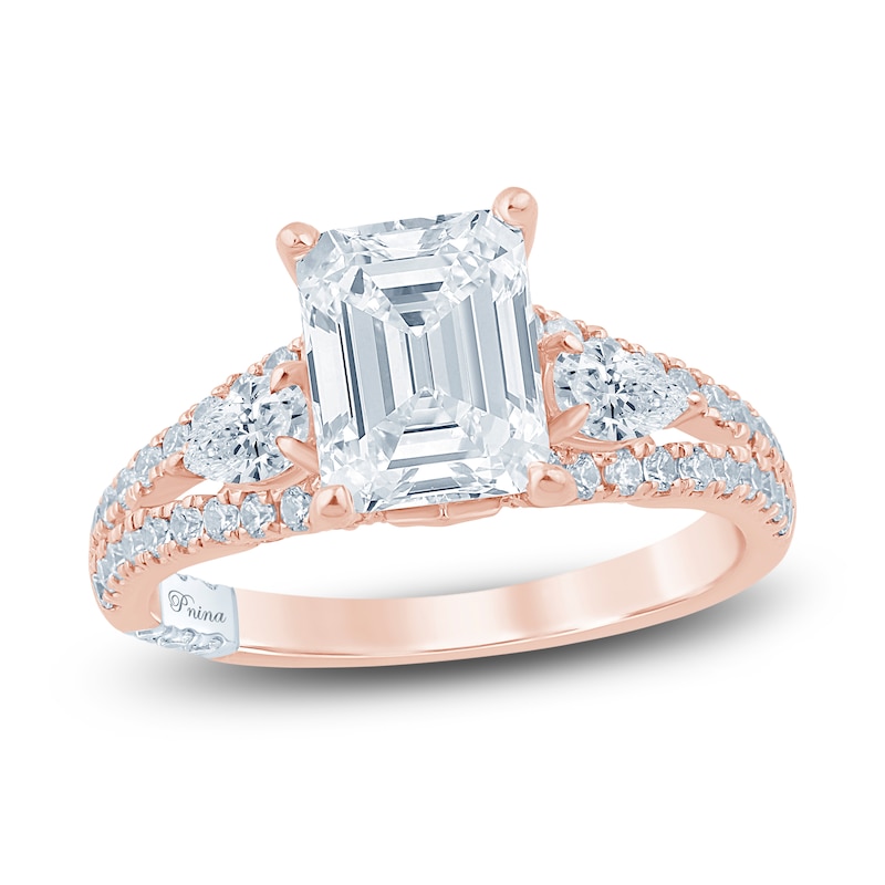 Main Image 1 of Pnina Tornai Lab-Created Diamond Emerald-Cut Engagement Ring 3 ct tw 14K Rose Gold