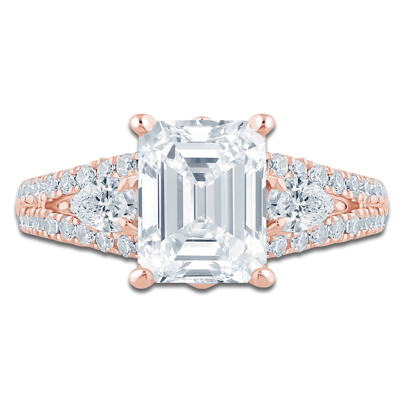 Main Image 3 of Pnina Tornai Lab-Created Diamond Emerald-Cut Engagement Ring 3 ct tw 14K Rose Gold