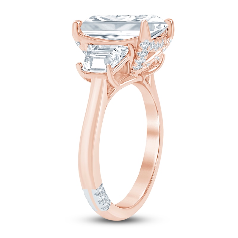 Pnina Tornai Lab-Created Diamond Emerald & Trapezoid-Cut Three-Stone Engagement Ring 5-1/8 ct tw 14K Rose Gold