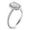 Thumbnail Image 1 of Lab-Created Oval-Cut Diamond Solitaire Rope Twist Engagement Ring 1-1/2 ct tw 18K White Gold