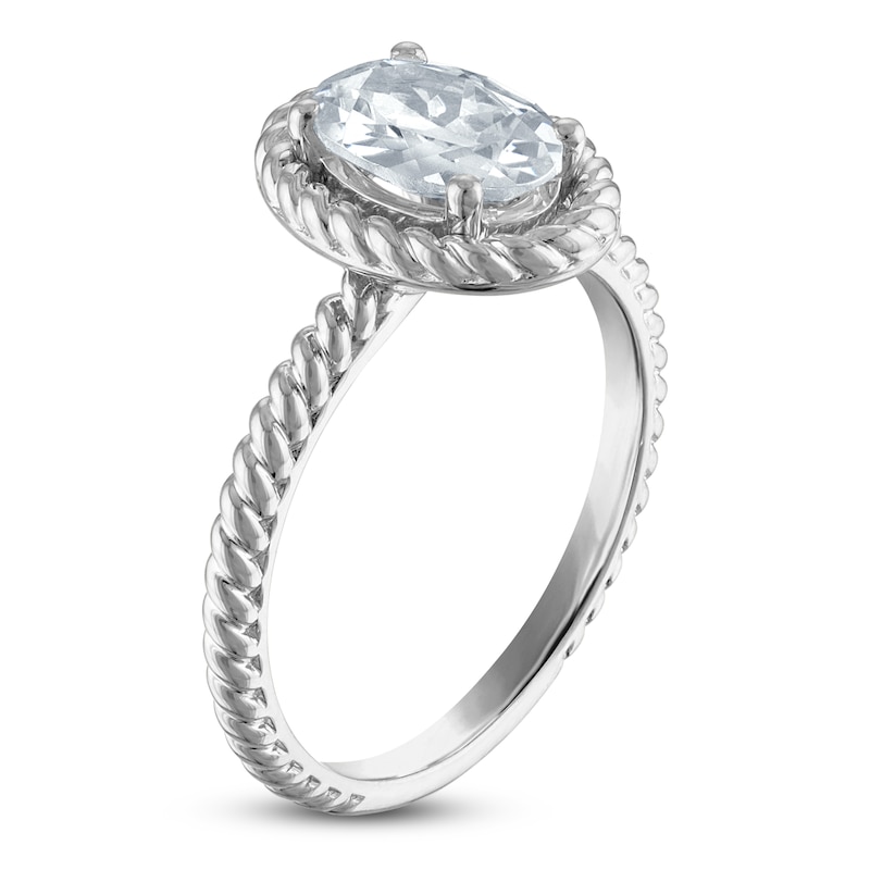 Lab-Created Oval-Cut Diamond Solitaire Rope Twist Engagement Ring 1-1/2 ct tw 18K White Gold